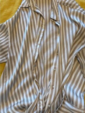 2Zara Striped Women's Blouse long sleeve in White and cream & Blue white 40$each